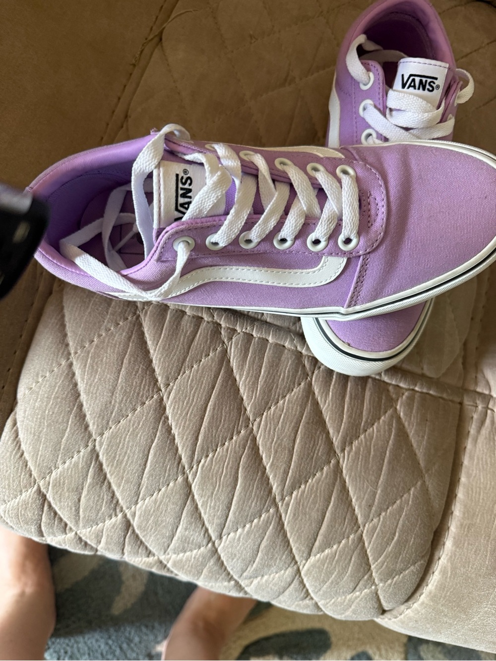 Vans Lavender and White Old Skool Women's Sneakers - Picture 3 of 7